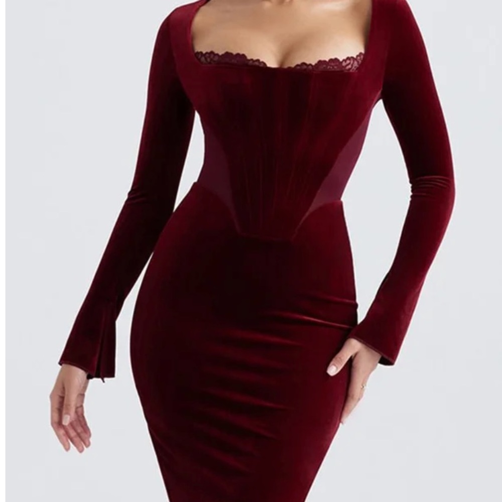 Elegant Velvet Red Dress